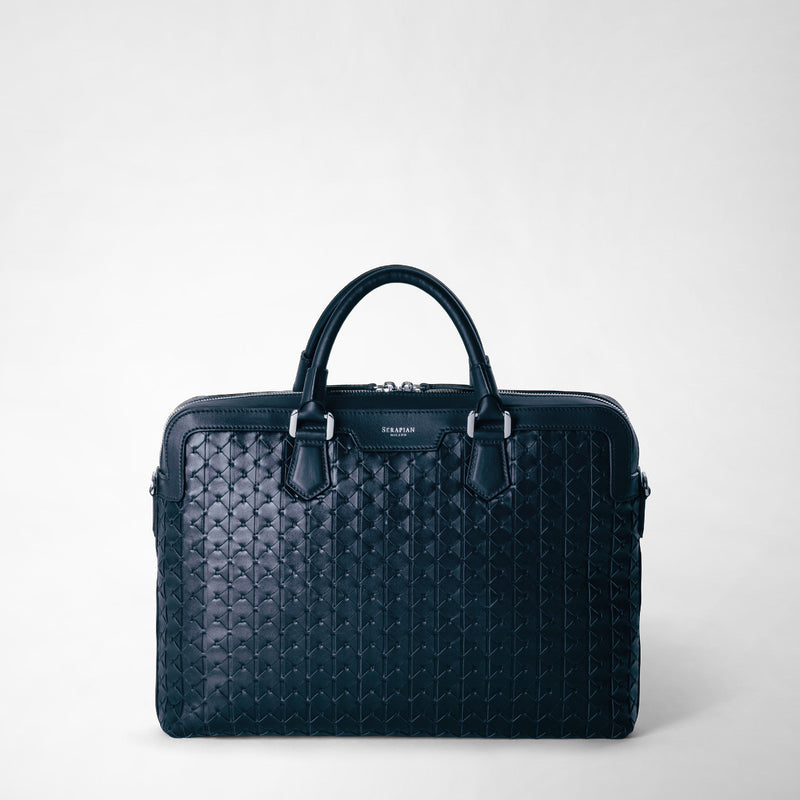 Serapian Extra slim briefcase in mosaico navy blue Negozio