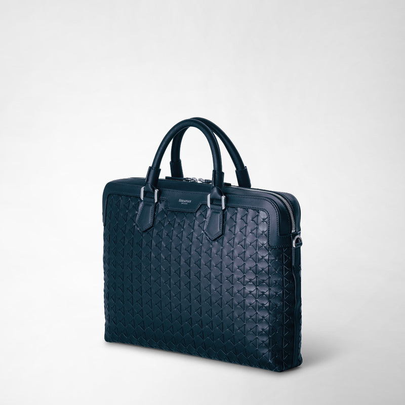 Serapian Extra slim briefcase in mosaico navy blue Negozio