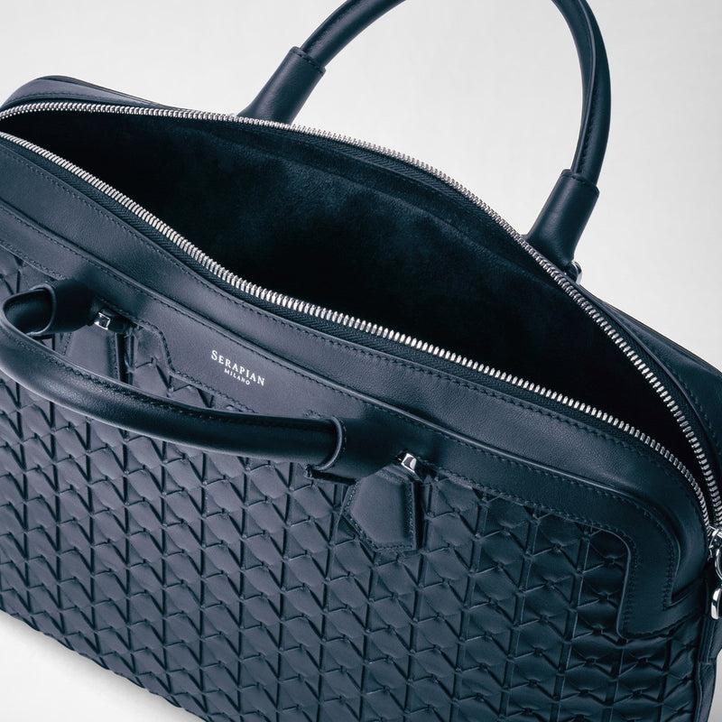 Serapian Extra slim briefcase in mosaico navy blue Negozio