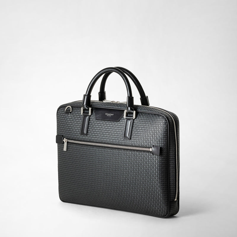 Serapian Borsa business extra slim in stepan asfalto-nero Nuova