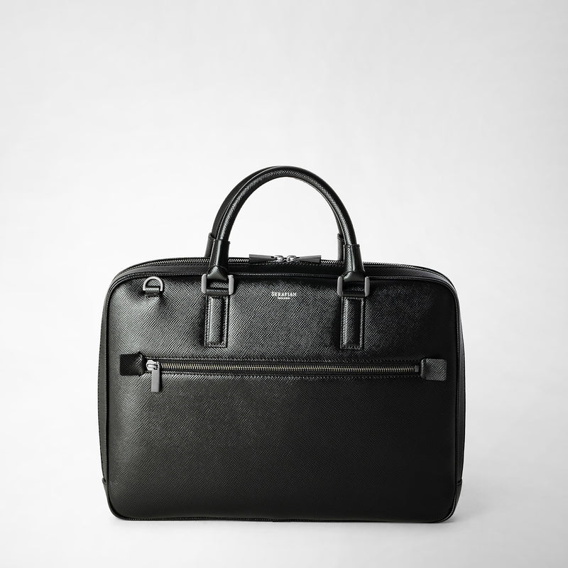 Serapian Borsa business extra slim in pelle evoluzione nero Italy