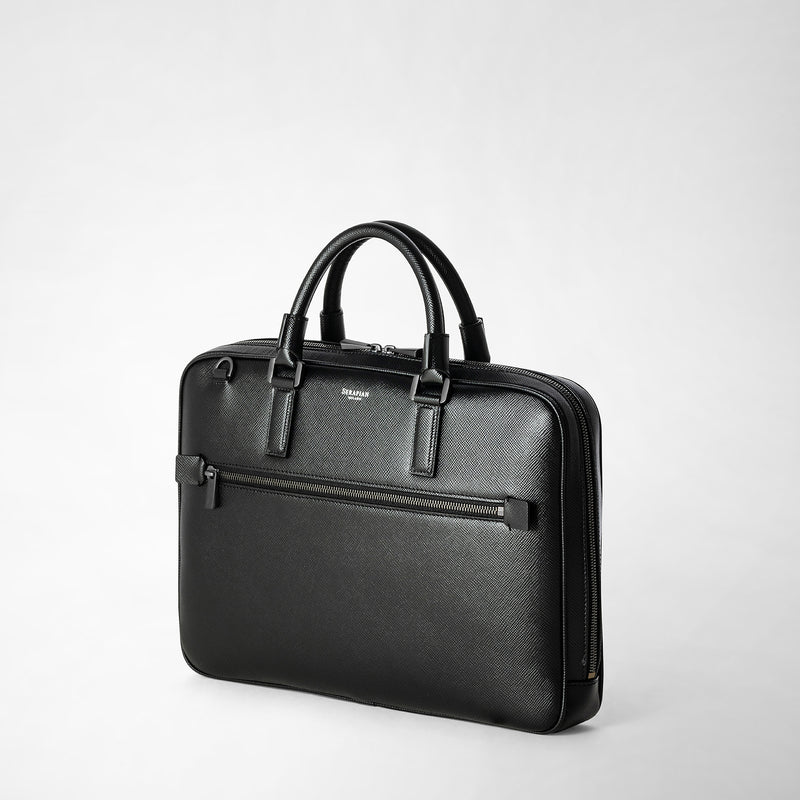 Serapian Borsa business extra slim in pelle evoluzione nero Italy