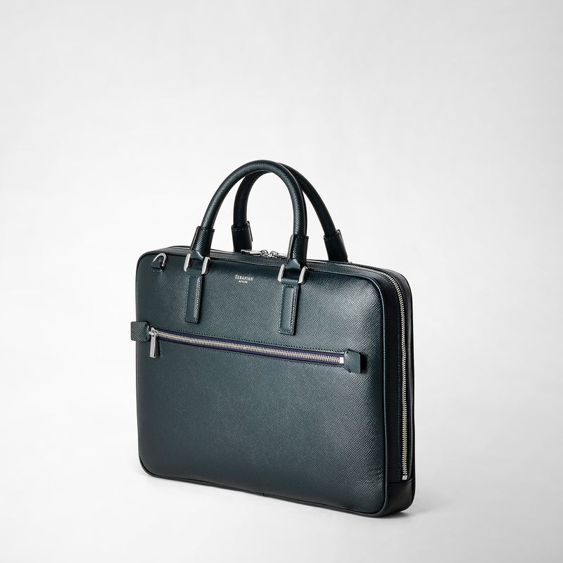 Serapian Borsa business extra slim in pelle evoluzione blu navy Italia