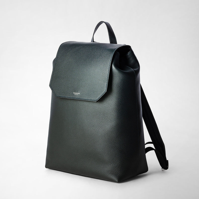 Serapian Day backpack in cachemire leather navy blue In Linea