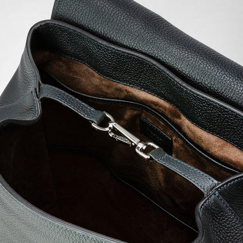 Serapian Day backpack in cachemire leather navy blue In Linea