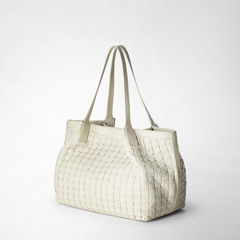 Serapian Tote bag secret piccola in mosaico panna Qualità