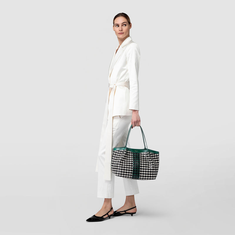 Serapian Small secret tote bag mosaico elaphe black-emerald Promozione Limitata