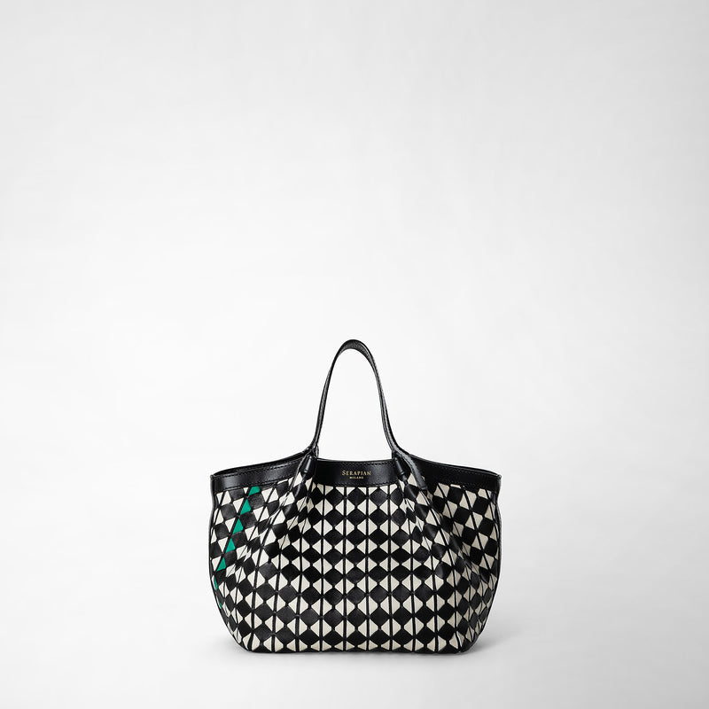 Serapian Borsa secret mini in mosaico nero-panna Shopping Online