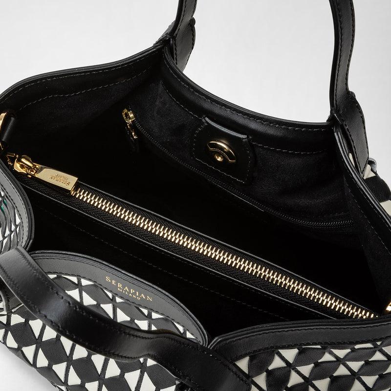 Serapian Borsa secret mini in mosaico nero-panna Shopping Online