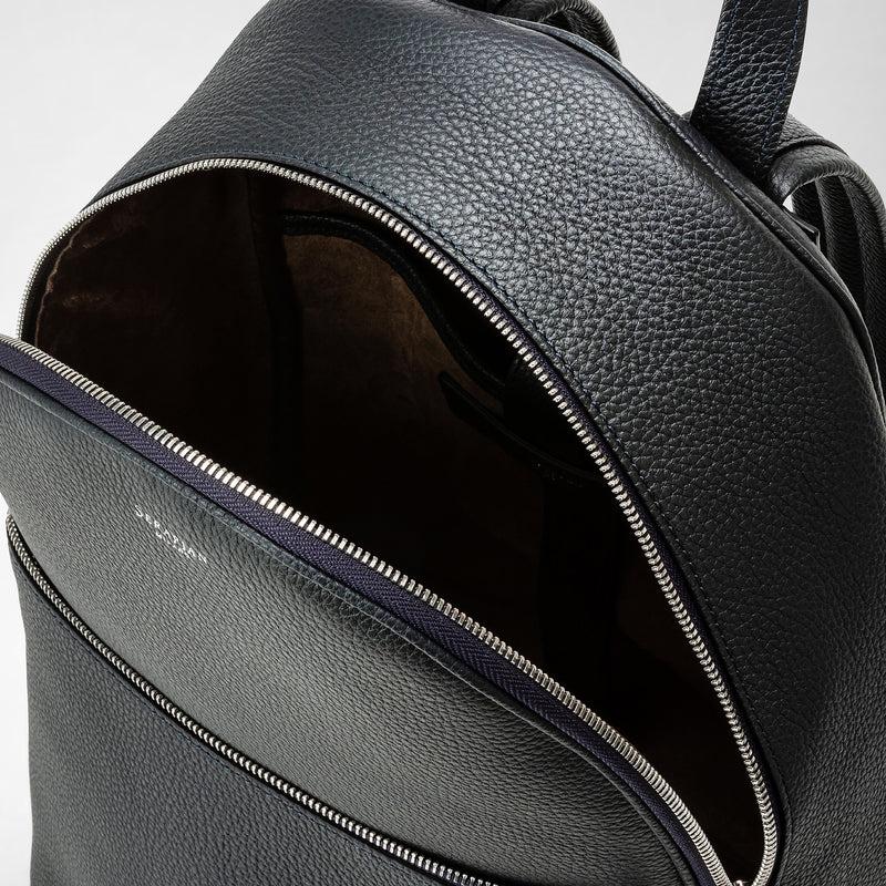 Serapian Zaino in pelle cachemire blu navy Presa