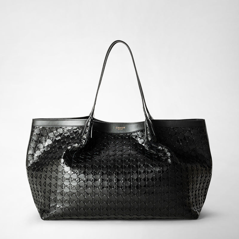Serapian Secret tote bag in mosaico and elaphe black Nuova