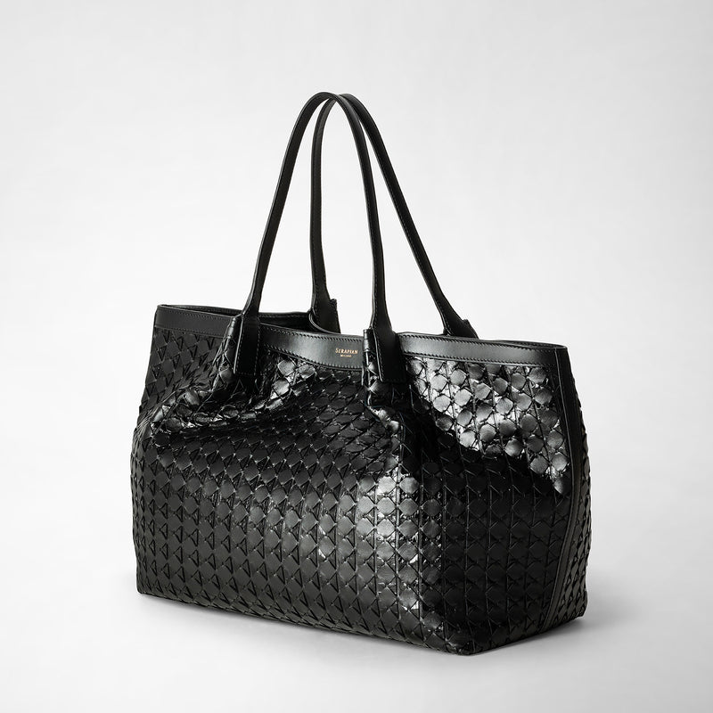 Serapian Secret tote bag in mosaico and elaphe black Nuova