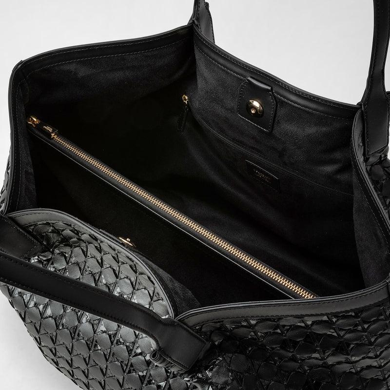 Serapian Secret tote bag in mosaico and elaphe black Nuova