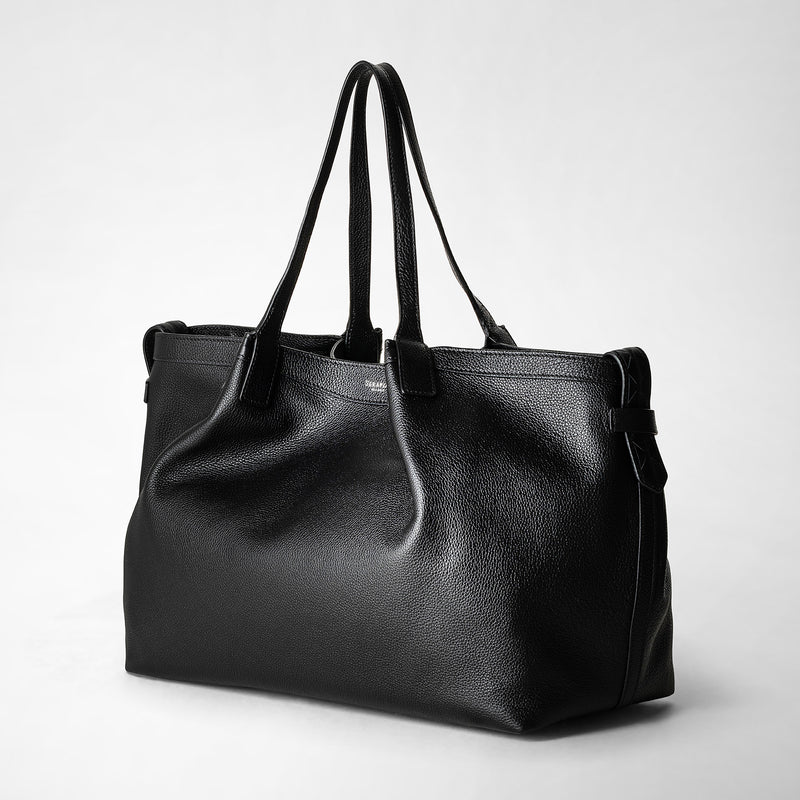 Serapian Tote bag secret in pelle rugiada nero Italy
