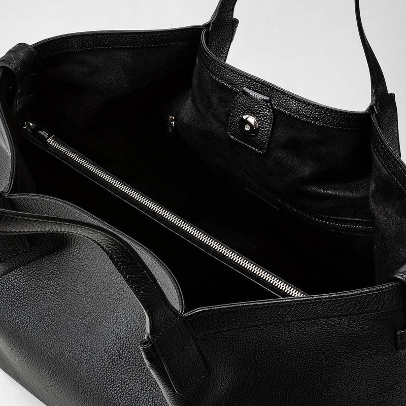Serapian Tote bag secret in pelle rugiada nero Italy