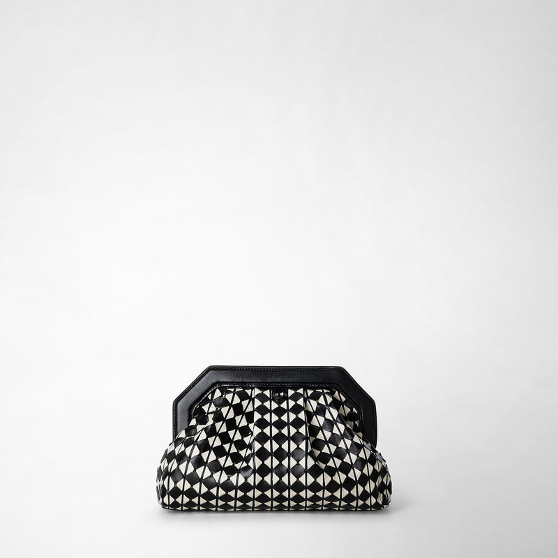 Serapian Clutch secret in mosaico nero-panna Shopping Online