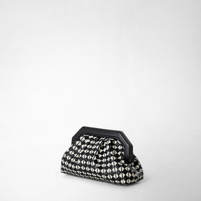 Serapian Clutch secret in mosaico nero-panna Shopping Online