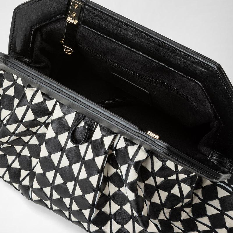 Serapian Clutch secret in mosaico nero-panna Shopping Online