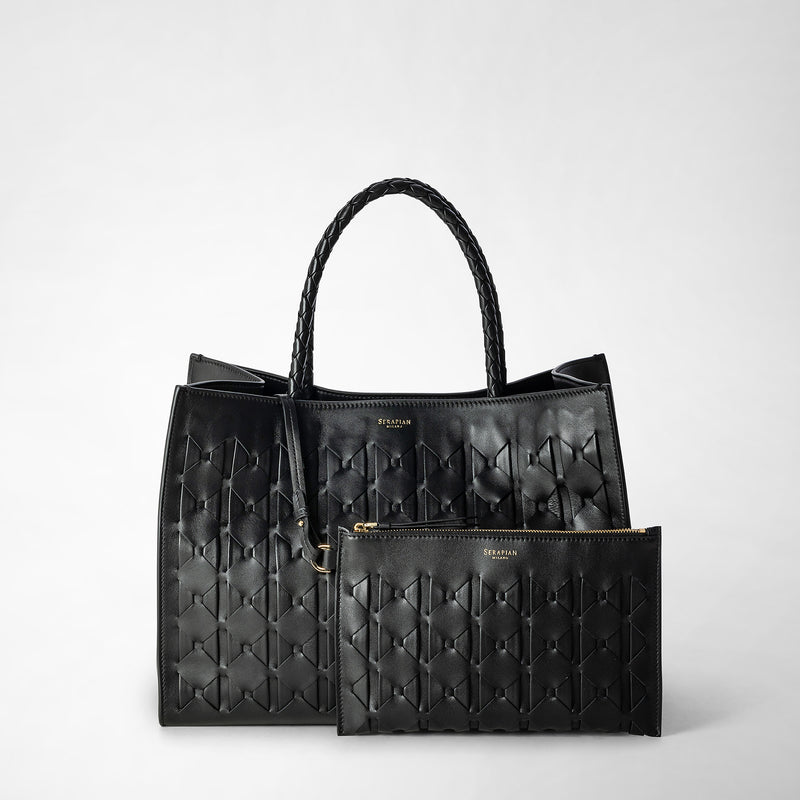 Serapian 1928 tote bag in mosaico black Sconto
