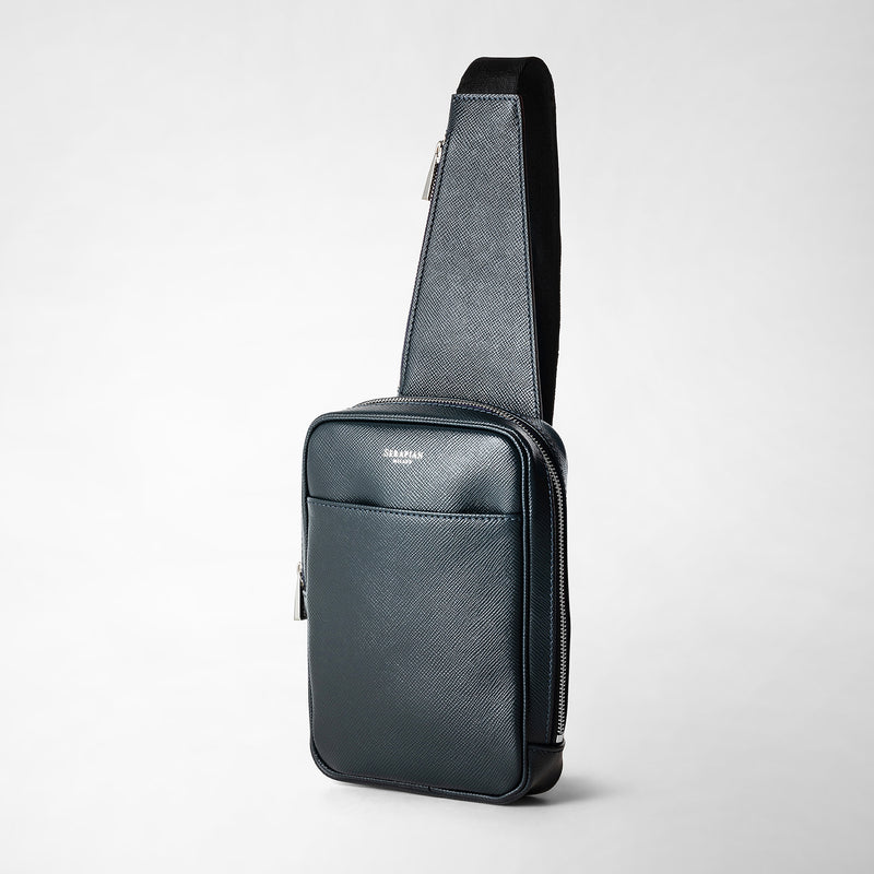 Serapian Zaino monospalla in pelle evoluzione blu navy Online