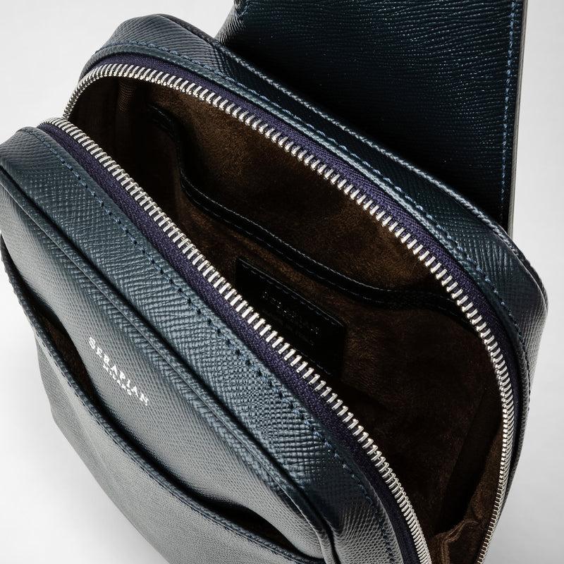 Serapian Zaino monospalla in pelle evoluzione blu navy Online