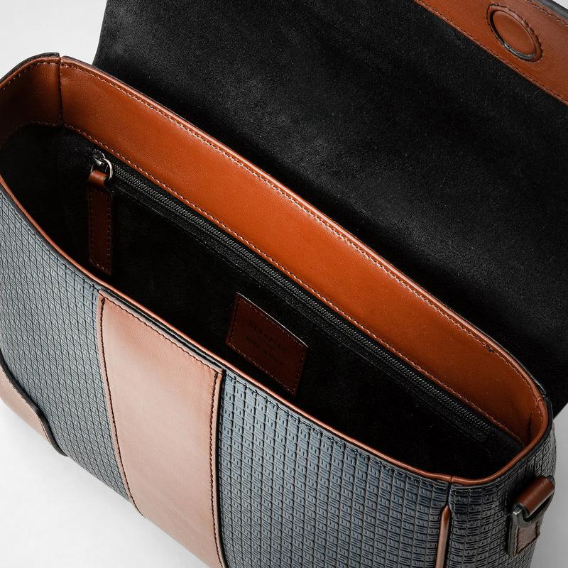 Serapian Borsa messenger con pattina in stepan 72 blu I Più Venduti