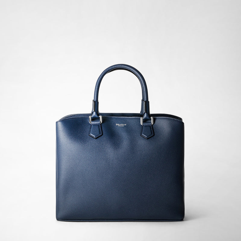 Serapian Borsa a mano luna in pelle rugiada blu navy Italia