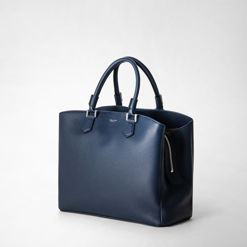 Serapian Borsa a mano luna in pelle rugiada blu navy Italia