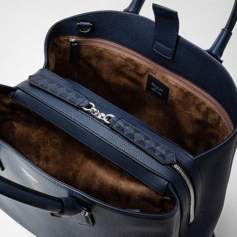 Serapian Borsa a mano luna in pelle rugiada blu navy Italia