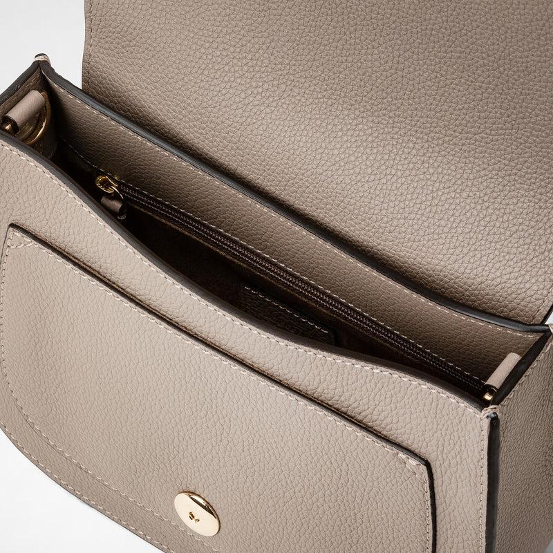 Serapian Borsa luna crossbody in pelle rugiada sahara Nuovo