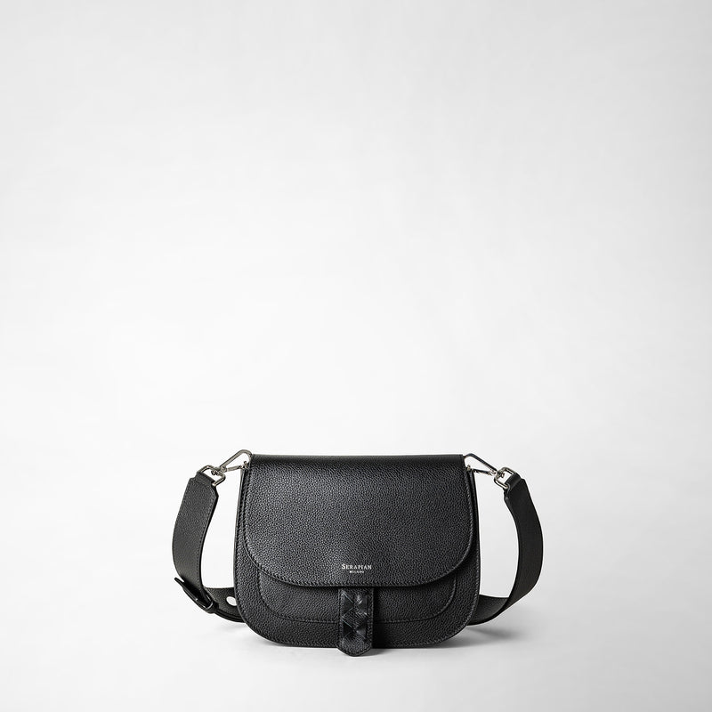 Serapian Borsa luna crossbody in pelle rugiada nero Qualità
