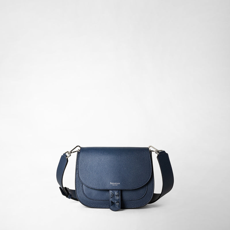 Serapian Borsa luna crossbody in pelle rugiada blue navy Vendita