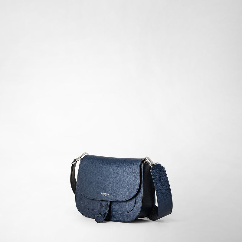 Serapian Borsa luna crossbody in pelle rugiada blue navy Vendita