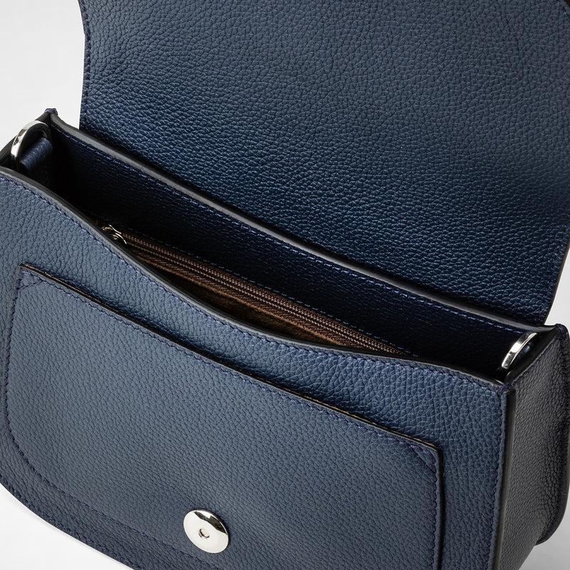 Serapian Borsa luna crossbody in pelle rugiada blue navy Vendita
