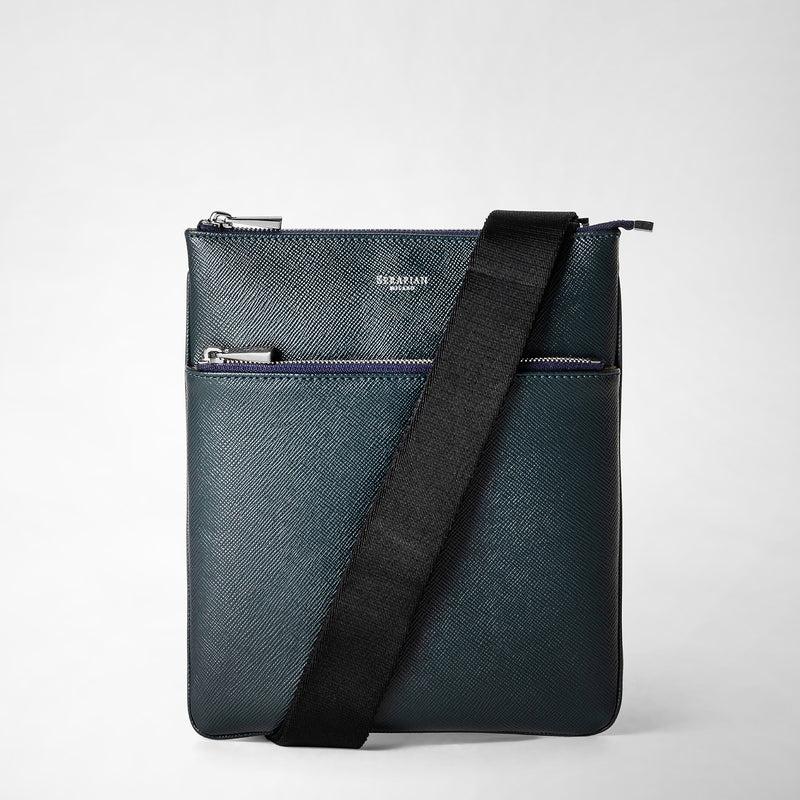 Serapian Tracolla piatta in pelle evoluzione blu navy Consegna Veloce