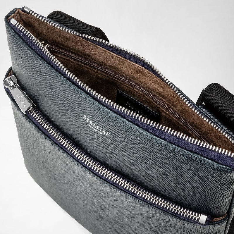 Serapian Tracolla piatta in pelle evoluzione blu navy Consegna Veloce