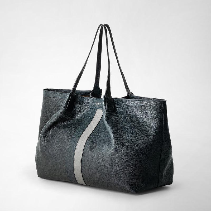 Serapian Borsa secret tote in pelle cachemire blu navy-asfalto Shopping Online