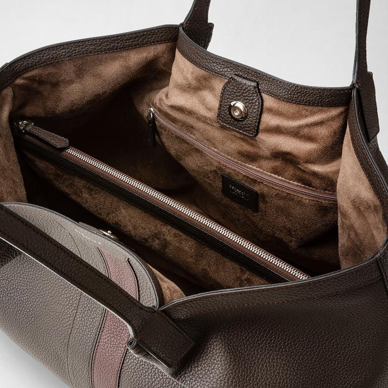 Serapian Borsa secret tote pelle cachemire espresso-rosso Affare Del Giorno