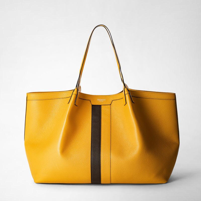 Serapian Secret tote bag in cachemire leather ochre espresso Prezzo Ridotto