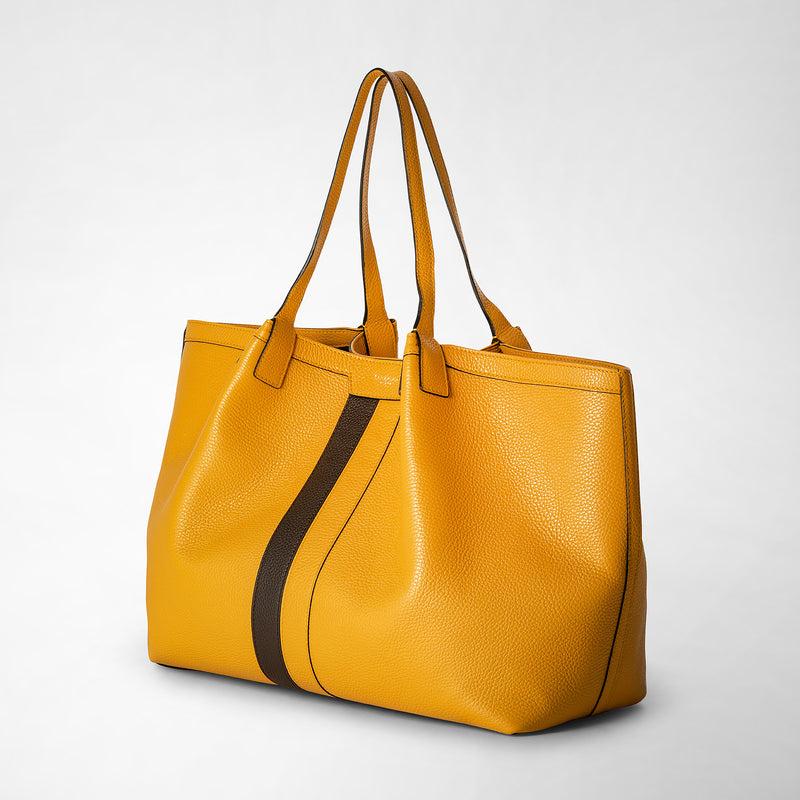 Serapian Secret tote bag in cachemire leather ochre espresso Prezzo Ridotto