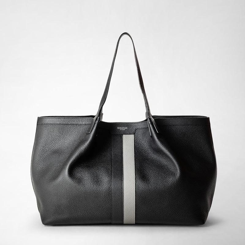 Serapian Borsa secret tote in pelle cachemire nero-asfalto Sottocosto