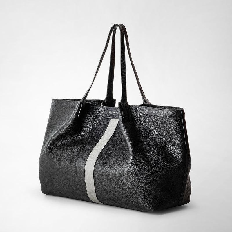 Serapian Borsa secret tote in pelle cachemire nero-asfalto Sottocosto