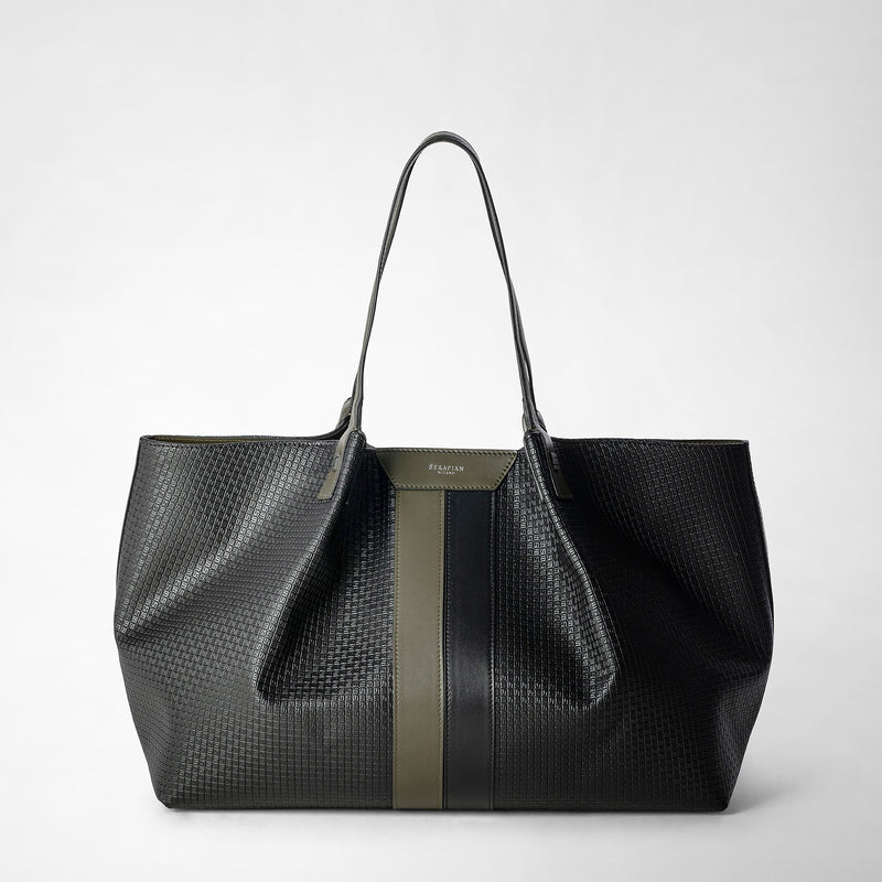 Serapian Secret tote bag in stepan eclipse black moss green Offerta