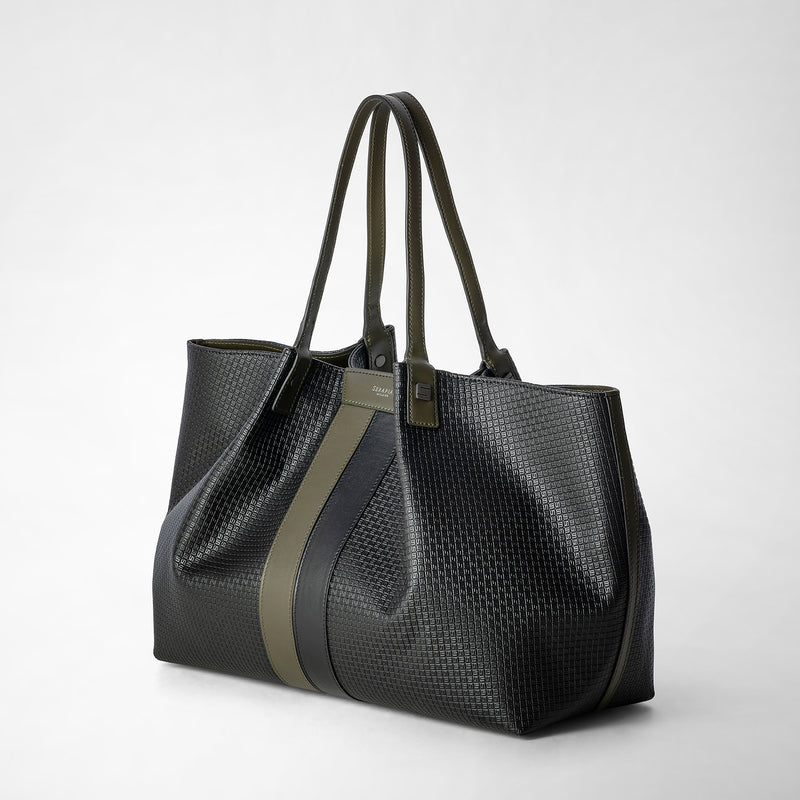 Serapian Secret tote bag in stepan eclipse black moss green Offerta