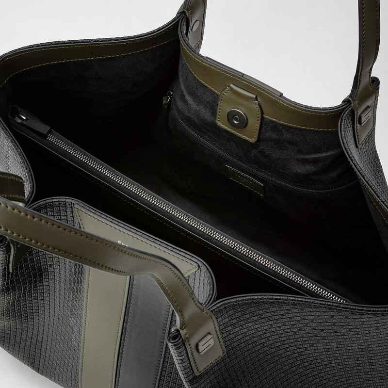 Serapian Secret tote bag in stepan eclipse black moss green Offerta