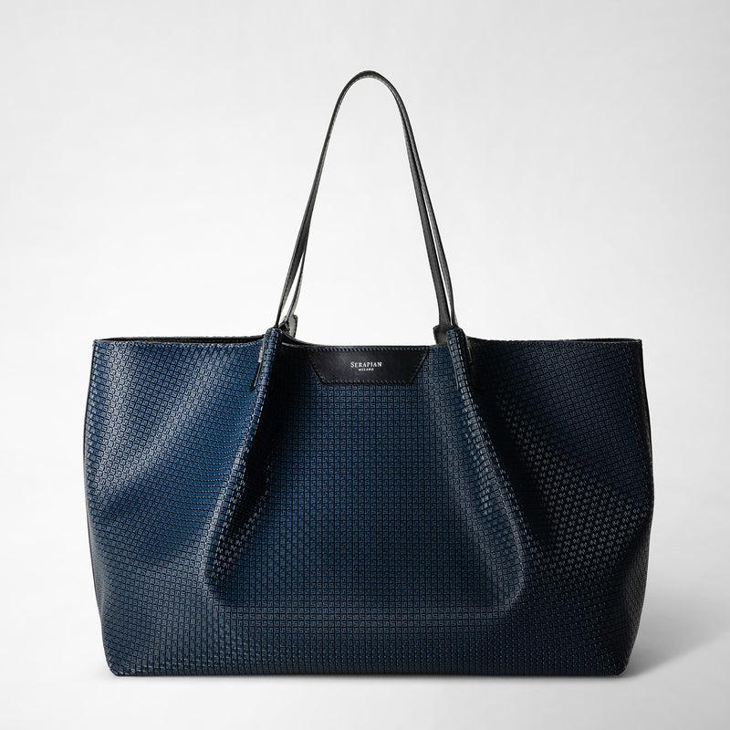 Serapian Tote bag secret in stepan blu oceano-nero Economico