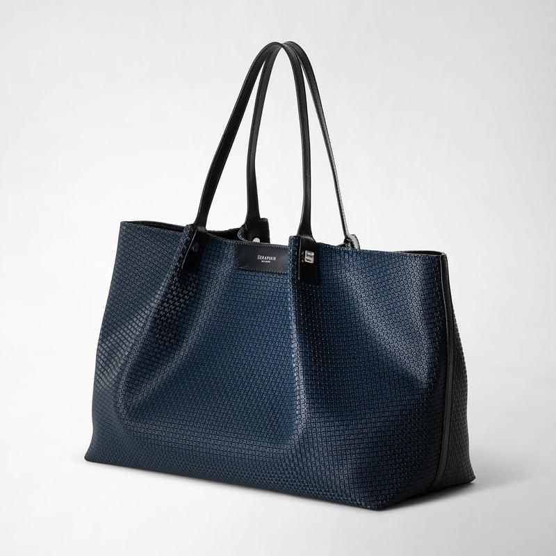 Serapian Tote bag secret in stepan blu oceano-nero Economico