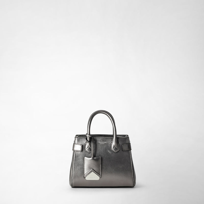 Serapian Mini meline' handbag in seta leather ruthenium Offerte