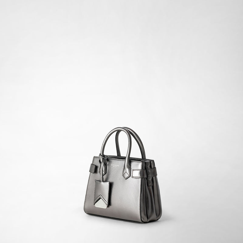 Serapian Mini meline' handbag in seta leather ruthenium Offerte