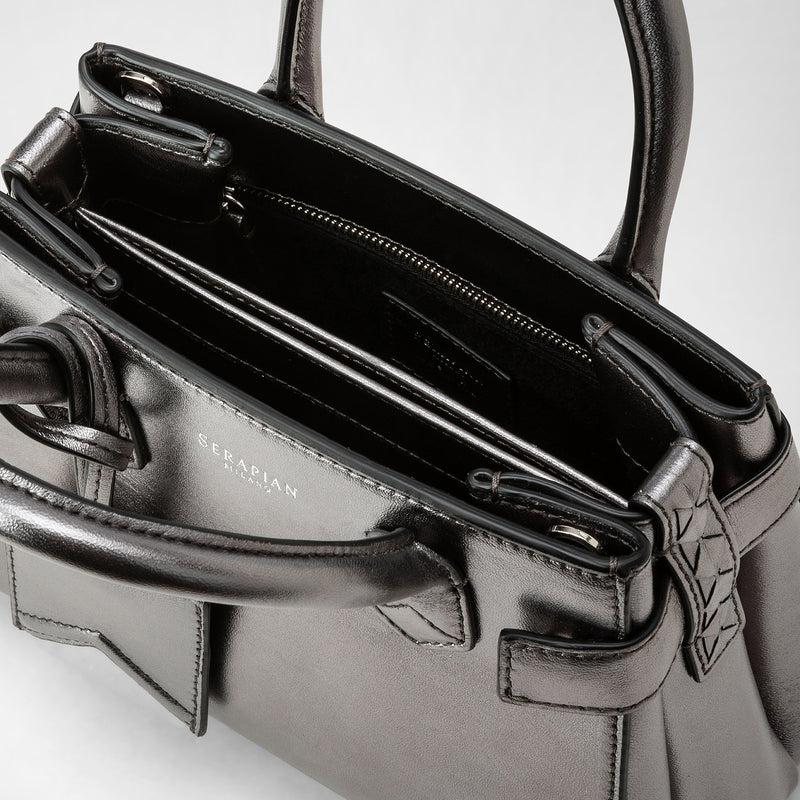 Serapian Mini meline' handbag in seta leather ruthenium Offerte